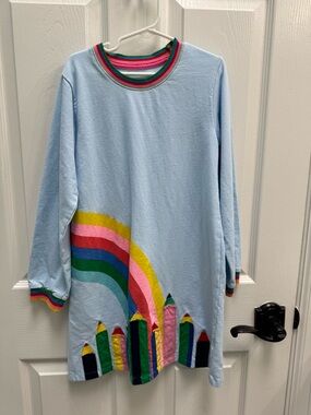 Kids Light Blue Rainbow Pencil Tunic Top